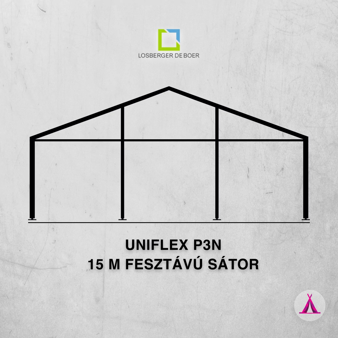 Sátor 15 m fesztávú