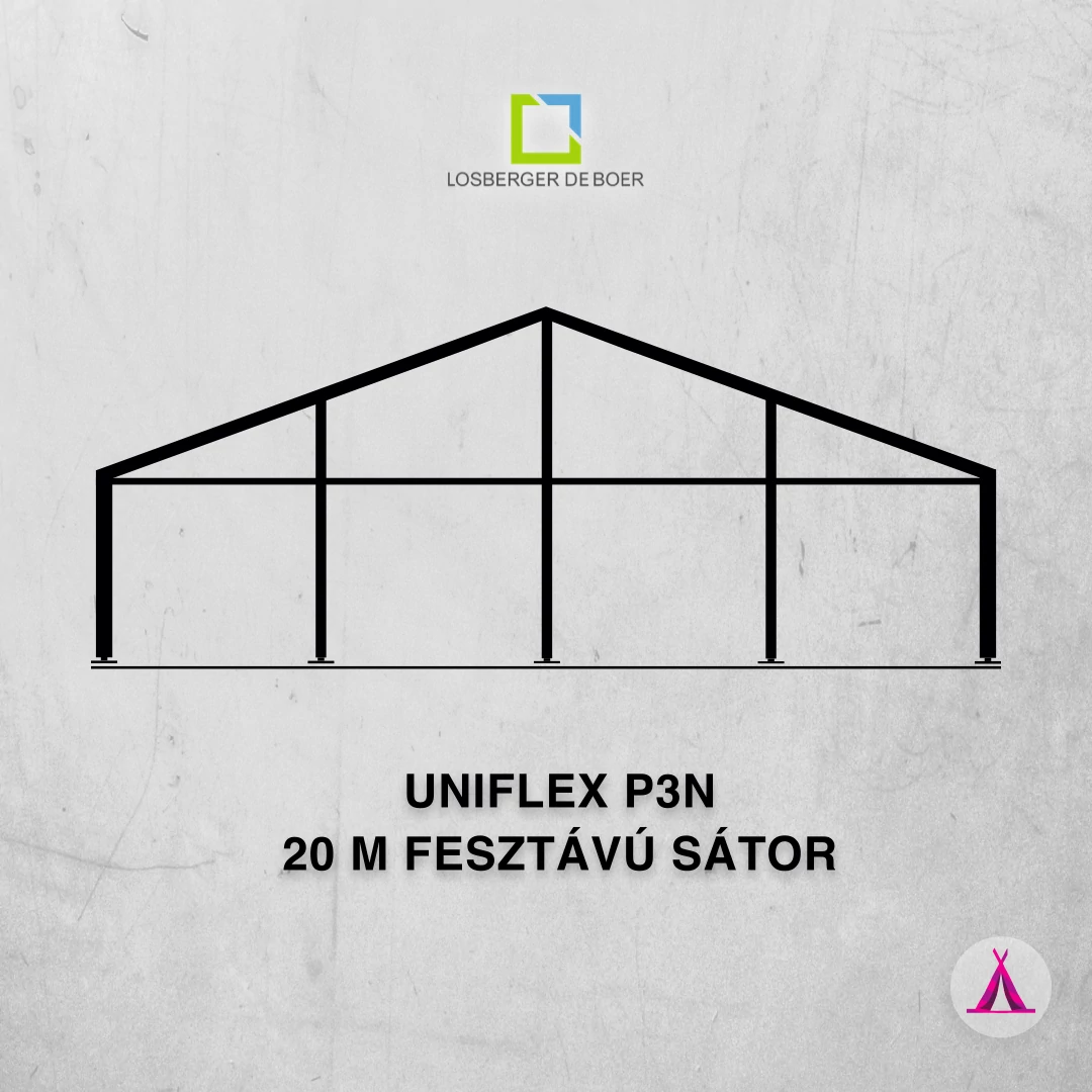 Sátor 20 m fesztávú